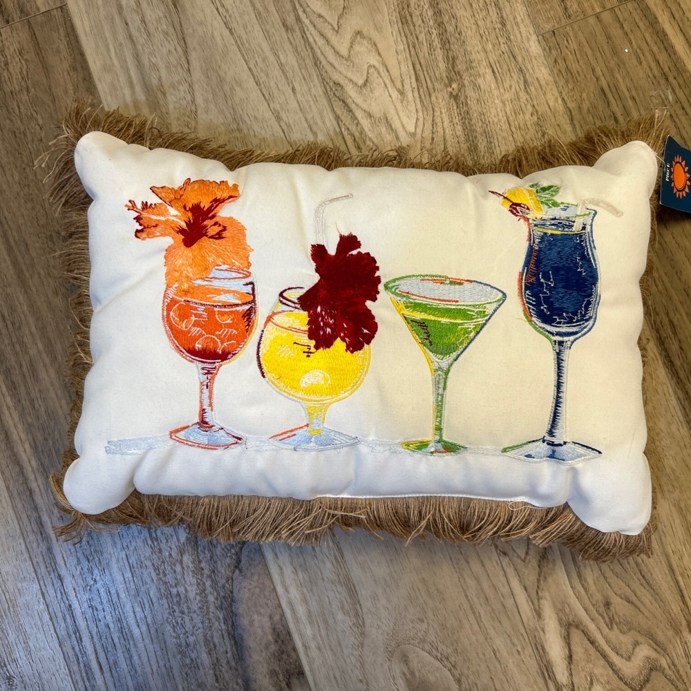 NWT Tommy Bahama Rectangular Indoor/outdoor  Pillow With Cocktail Happy Hour